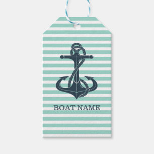 Nautical,Anchor,Mint Green Stripes Gift Tags