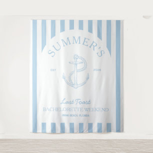 Nautical Anchor Modern Blue Bachelorette Banner Tapestry