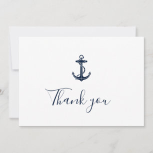 Nautical Anchor Modern Boat Name Wedding Thank You Card
