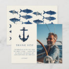Nautical Anchor Modern Navy Blue Photo Birthday