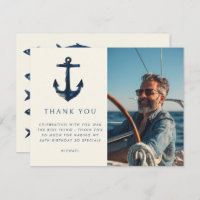 Nautical Anchor Modern Navy Blue Photo Birthday