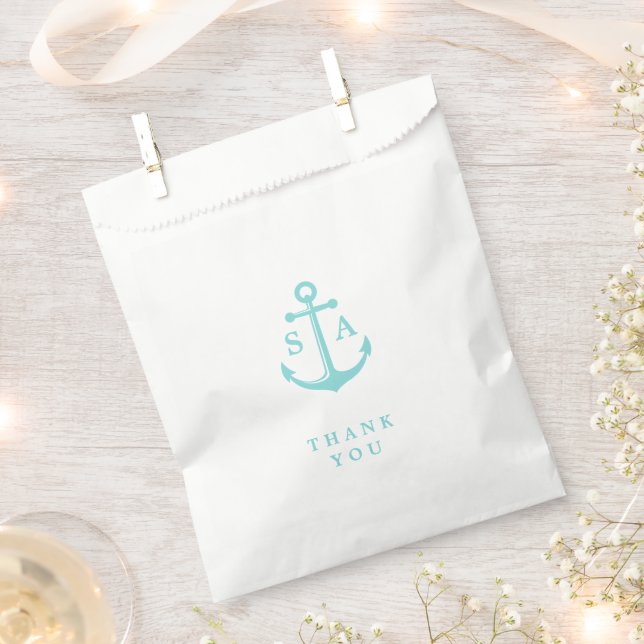 Nautical anchor monogram beach wedding thank you favour bag (Clipped)