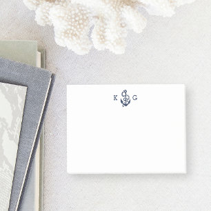 Nautical Anchor Monogram Navy Blue Post-it Notes