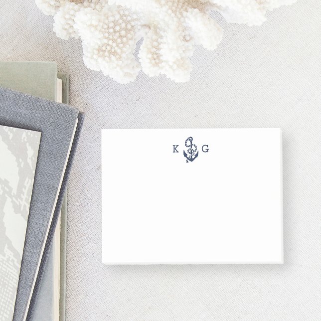 Nautical Anchor Monogram Navy Blue Post-it Notes (Creator Uploaded)