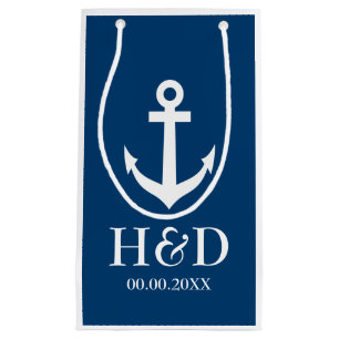 Nautical anchor monogram wedding favour gift bags