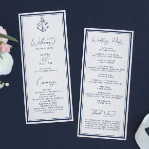 Nautical Anchor Monogram Wedding Program