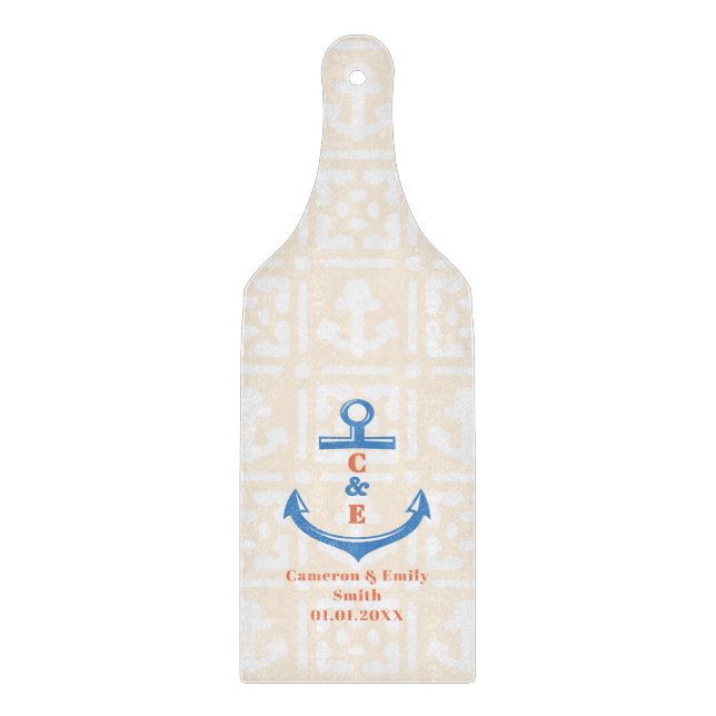Nautical Anchor Monogrammed Paddle  Cutting Board (Front)