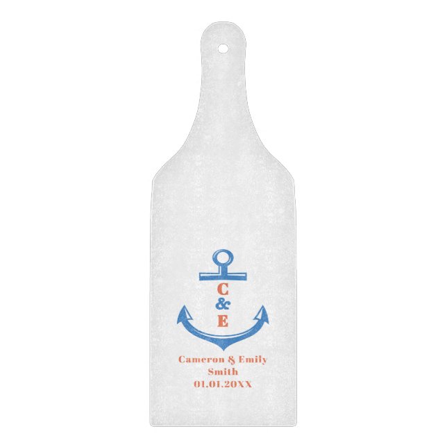 Nautical Anchor Monogrammed Paddle  Cutting Board (Front)