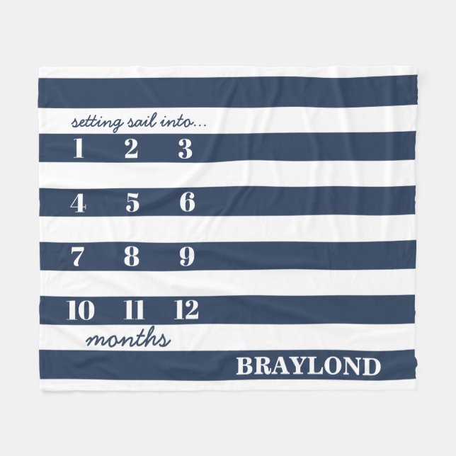 Nautical Anchor Monthly Milestone Blanket (Front (Horizontal))