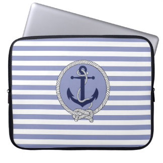 Nautical anchor/Nautical Seaman's knot/stripes Laptop Sleeve