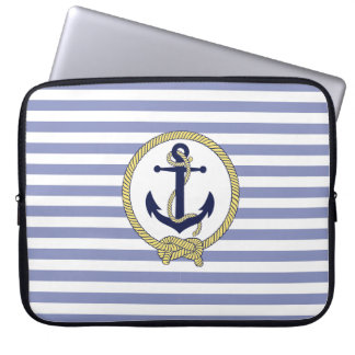 Nautical anchor/Nautical Seaman's knot/stripes Laptop Sleeve