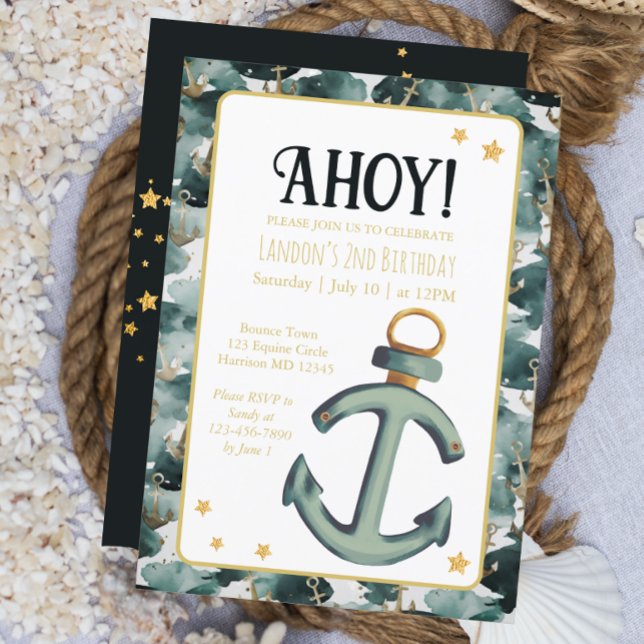 Nautical Anchor Navy Birthday Invitation (Creator Uploaded)