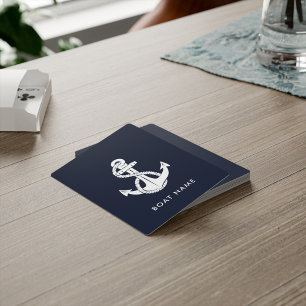 Nautical Anchor Navy Blue Boat Name Custom Playing Cards