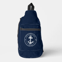 Nautical Anchor Navy Blue Boat Name Custom