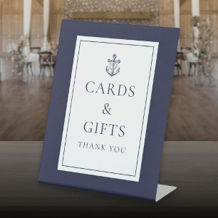 Nautical Anchor Navy Blue Cards And Gifts Pedestal Sign