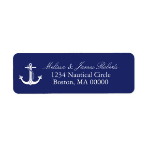 Nautical Anchor Navy Blue Coastal Return Address Label