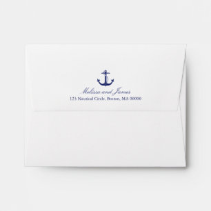 Nautical Anchor Navy Blue Coastal Wedding Envelope