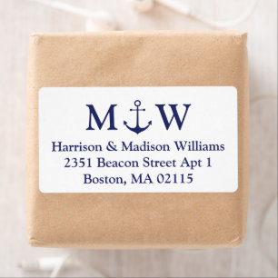 Nautical anchor navy blue couple monogram initials