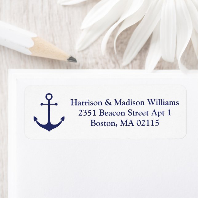 Nautical anchor navy blue custom Return Address  Label (Insitu)