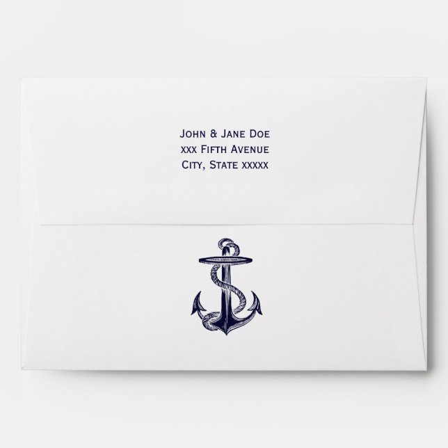 Nautical Anchor Navy Blue Framed 2 A7 5x7 Envelopes (Back (Top Flap))