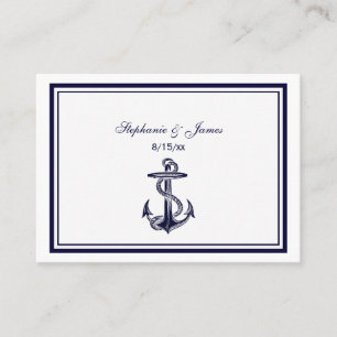 Nautical Anchor Navy Blue Framed 2 Place Cards #2