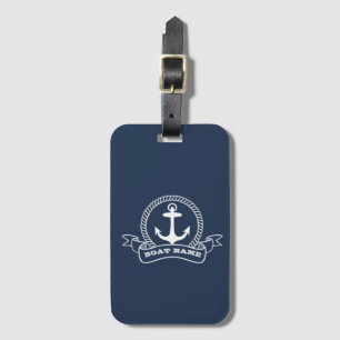 Nautical Anchor Navy Blue Luggage Tag