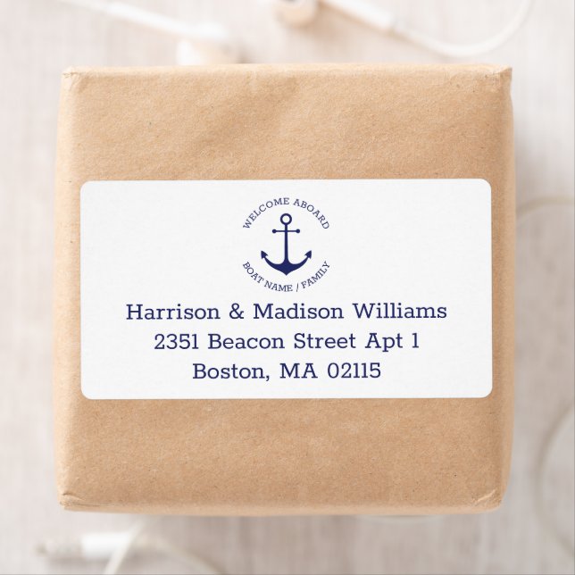 Nautical anchor navy blue monogram Return Address (Insitu)