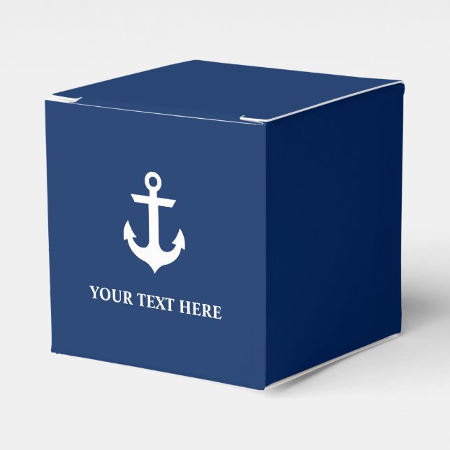 Nautical Anchor Navy Blue Personalised Favour Box (Front Side)