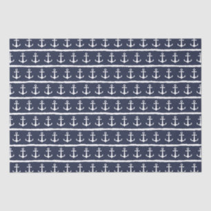 Nautical Anchor Navy Blue White Tissue Paper
