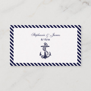 Nautical Anchor Navy Diag Stripe 2 Place Cards