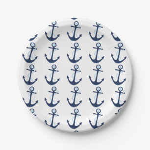 Nautical Anchor Navy Modern Boy Baby Shower Plate