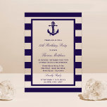 Nautical Anchor Navy Stripe Beach Birthday Party Acrylic Invitations<br><div class="desc">Celebrate in style with these trendy any age birthday party invitations. The design is easy to personalise with your special event wording and your guests will be thrilled when they receive these fabulous invites.</div>