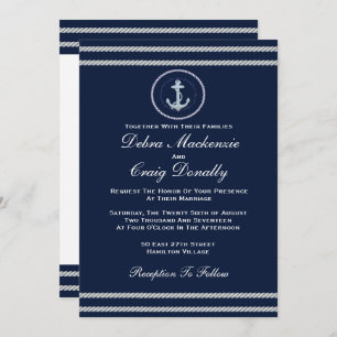 Nautical Anchor, Navy Wedding Invitation
