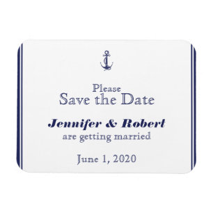 Nautical Anchor Navy Wedding Save the Date Magnet