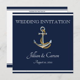 Nautical Anchor - Navy & White Wedding Invitation