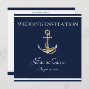 Nautical Anchor - Navy & White Wedding Invitation