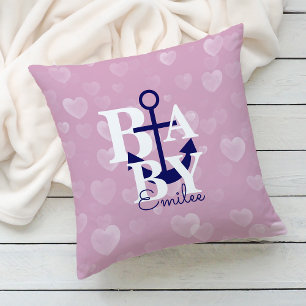 Nautical Anchor Nursery Decor Pink Navy Cushion