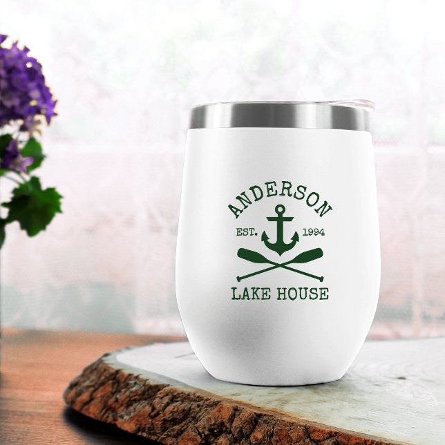 Nautical Anchor Oars Family Lake House Green (Customize to change text style or color.)