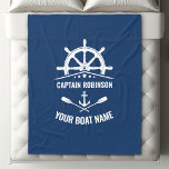 Nautical Anchor Oars Helm Captain & Boat Name Navy Fleece Blanket<br><div class="desc">Nautical Anchor Oars - Helm With Personalised Captain & Boat Name on a Stylish Customisable Navy Blue Fleece Blanket.</div>