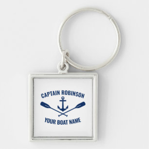 Nautical Anchor Oars Paddles Captain and Boat Name Key Ring
