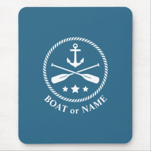 Nautical Anchor & Oars Paddles Your Boat or Name Mouse Pad