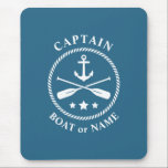 Nautical Anchor & Oars with Captain Boat or Name Mouse Pad<br><div class="desc">Nautical Anchor and oars - Paddles with Captain Title and Your Personalised Name or Boat Name Mouse Pad.</div>