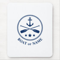 Nautical Anchor & Oars Your Boat or Name Navy Blue