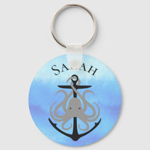 Nautical Anchor Octopus Personalised Keychain