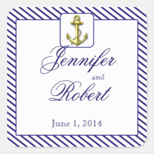 Nautical Anchor on Blue Stripe Envelope Seal