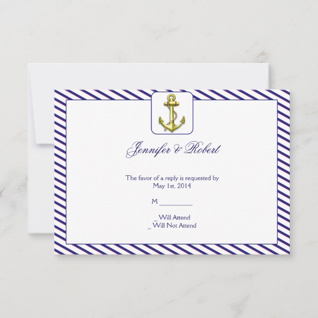 Nautical Anchor on Blue Stripe Response Card (Front)