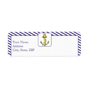 Nautical Anchor on Blue Stripe Return Address Label