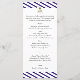 Nautical Anchor on Blue Stripe Wedding Menu