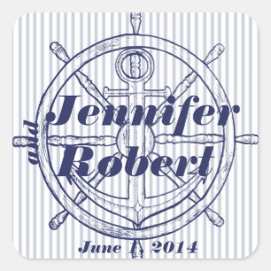 Nautical Anchor on Grey Stripe Envelope Seal