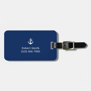 Nautical Anchor on Navy Blue Luggage Tag